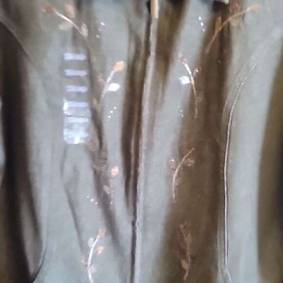 Krazy Kat-Olive colored leaf stud, denim jacket XXL. NWT. - Picture 7 of 8